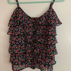 Floral ruffle top
